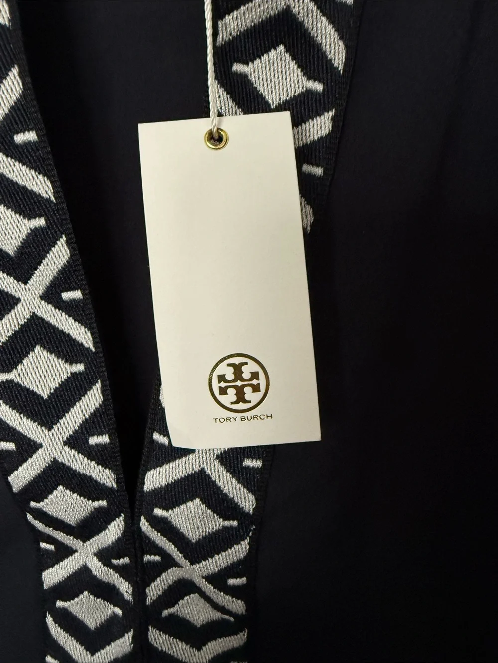 Tory Burch Tunic with Taping Navy Geometric Trim NWT Size 6